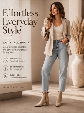 Elegant Tan Women's Ankle Boots